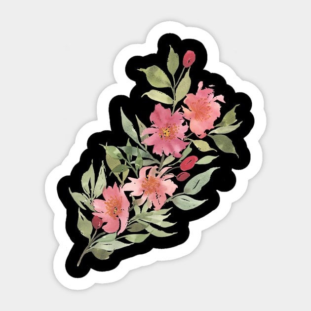 Red Flowers and Berries Sticker by AlishaKiaraDesign